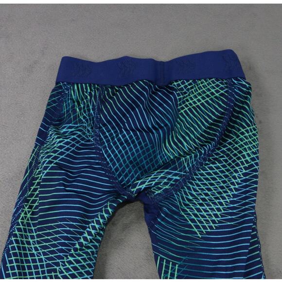 All In Motion Kids Compression Leggings Blue Green Pattern XS 4/5 Athletic Pants - Picture 7 of 8